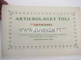 Aktiebolaget Tiili, Tampere 1920, 1 000 mk -osakekirja