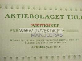 Aktiebolaget Tiili, Tampere 1920, 1 000 mk -osakekirja