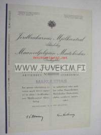 Jordbrukarnas Mjölkcentral Ab Maanviljelijöiden Maitokeskus Oy, Helsinki 1951, 1 000 mk -osakekirja