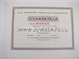 M. A. Kohtasen Sähköliike Oy, Helsinki, 1 000 mk -osakekirja