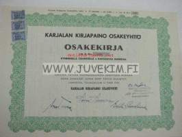 Karjalan Kirjapaino Osakeyhtiö, Lahti 1953, 2 000 mk, Olga Linnamo -osakekirja nr 835