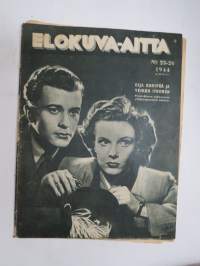 Elokuva-Aitta 1944 nr 23-24, Kansikuva Eija Karipää &amp; Veikko ItkonenSuviyön salaisuus, Annikki Arni, Ristikon varjossa, Musta Hurmio, Suomisen Olli rakastuu, ym.