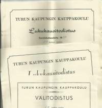 5 kpl erä Turun kaupungin Kauppakoulun todistuksia  - todistus