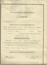 Nousiaisten Palovakuutusyhdistys Palovakuutuskirja 1948 - vakuutuskirja
