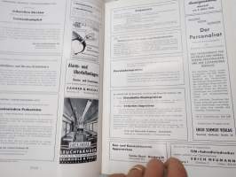Verkehr und Technik 1956 -vuosikerta / annual volume, saksalainen liikenteen ja tekniikan ammattilehti, raskaankaluston, bussien ja junien ym. mainoksia