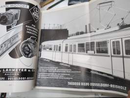 Verkehr und Technik 1956 -vuosikerta / annual volume, saksalainen liikenteen ja tekniikan ammattilehti, raskaankaluston, bussien ja junien ym. mainoksia