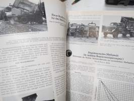 Verkehr und Technik 1956 -vuosikerta / annual volume, saksalainen liikenteen ja tekniikan ammattilehti, raskaankaluston, bussien ja junien ym. mainoksia