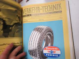 Verkehr und Technik 1956 -vuosikerta / annual volume, saksalainen liikenteen ja tekniikan ammattilehti, raskaankaluston, bussien ja junien ym. mainoksia