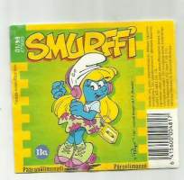 Smurffi Päärynälimonaadi -  juomaetiketti