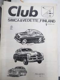 Club Simca &amp; Vedette Finland -&quot;Wanhat Simcat&quot; kerholehtiä 5 kpl erilaisia / car club magazine