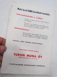 Kanojen Funki juomalaitteet, kivennäiskaukalot, kennopesät, orret - Turun Muna Oy -myyntiesite / sales brochure
