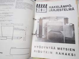 Omakotirakentajan esitekansio noin vuodelta 1980, koko kansiollinen erilaisia rakentamiseen liittyviä esitteitä