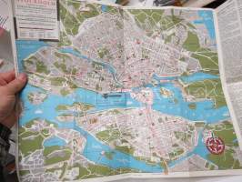 TV-Experten - kaikkialla kaupungilla - Tukholman opas / kartta, kodinkoneliikkeen opas / kartta Suomesta tuleville turisteille 1950-luvulta