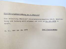 A 052/1/117 Universalpioniermaschine DOK-M Beschreibung und Nutzung -itäsaksalainen pioneerijoukkojen traktorin / työkoneen tekniset ominaisuudet ja käyttöohjeet