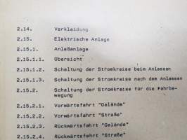 A 052/1/117 Universalpioniermaschine DOK-M Beschreibung und Nutzung -itäsaksalainen pioneerijoukkojen traktorin / työkoneen tekniset ominaisuudet ja käyttöohjeet