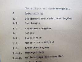 A 052/1/206 Bugsierboot BMK 150M Beschreibung und Nutzung -itäsaksalainen pioneerijoukkojen moottoriveneen / hinaajan tekniset ominaisuudet ja käyttöohjeet