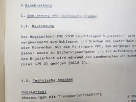 A 052/1/206 Bugsierboot BMK 150M Beschreibung und Nutzung -itäsaksalainen pioneerijoukkojen moottoriveneen / hinaajan tekniset ominaisuudet ja käyttöohjeet