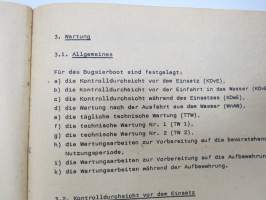 A 052/1/206 Bugsierboot BMK 150M Beschreibung und Nutzung -itäsaksalainen pioneerijoukkojen moottoriveneen / hinaajan tekniset ominaisuudet ja käyttöohjeet