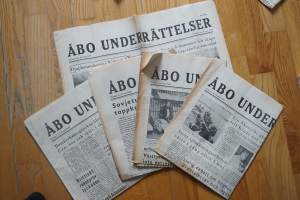 Åbo Underrättelser  1959  26.4, 28.4, 5.5, 23.6ja 24.6  yht 5 lehteä