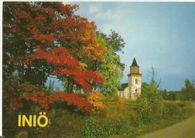 Iniö Kirkko  - postikortti paikkakuntakortti, kirkkopostikortti kulkematon  1985