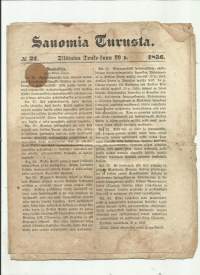 Sanomia Turusta 20.5. 1856  sanomalehti  6 sivua
