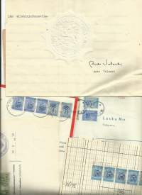 Leimamerkkejä ja Korkein oikeus paperisinetti asiakirjoilla 1950-luku