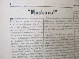 Kuluttajain Lehti 1936 nr 15-16, &quot;Moskova&quot;-kortti edistysmielistä osuuskauppaa vastaan, OTK puvut, Singapore - ihmistyyppejä ja muotia, Suomalaisesta aapeluksesta...