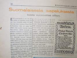 Kuluttajain Lehti 1936 nr 15-16, &quot;Moskova&quot;-kortti edistysmielistä osuuskauppaa vastaan, OTK puvut, Singapore - ihmistyyppejä ja muotia, Suomalaisesta aapeluksesta...