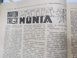 Jännityslukemisto 1942 nr 2, keskiaukeamalla &quot;Iskevä Salama - Flash Gordon&quot;, etulehdellä &quot;Pantterityttö&quot;, takasivulla Matti ja Reima -sarjakuvat, Marton Taiga, ym.