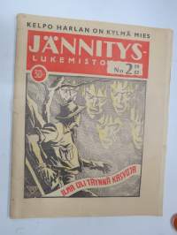Jännityslukemisto 1942 nr 2, keskiaukeamalla &quot;Iskevä Salama - Flash Gordon&quot;, etulehdellä &quot;Pantterityttö&quot;, takasivulla Matti ja Reima -sarjakuvat, Marton Taiga, ym.