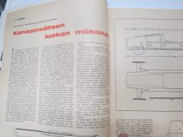 Taitaja 1962 nr 1 - &quot;Zero&quot;, Akustiikka levyjen kiinnitys, Kumimoottorilennokki &quot;TI&quot; Mikojan E-66, Moottorikelkan pienoismalli, vauvan kantokassi, Kenkien