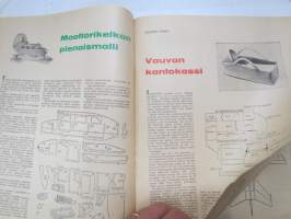 Taitaja 1962 nr 1 - &quot;Zero&quot;, Akustiikka levyjen kiinnitys, Kumimoottorilennokki &quot;TI&quot; Mikojan E-66, Moottorikelkan pienoismalli, vauvan kantokassi, Kenkien