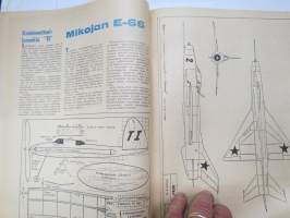 Taitaja 1962 nr 1 - &quot;Zero&quot;, Akustiikka levyjen kiinnitys, Kumimoottorilennokki &quot;TI&quot; Mikojan E-66, Moottorikelkan pienoismalli, vauvan kantokassi, Kenkien