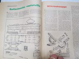 Taitaja 1962 nr 1 - &quot;Zero&quot;, Akustiikka levyjen kiinnitys, Kumimoottorilennokki &quot;TI&quot; Mikojan E-66, Moottorikelkan pienoismalli, vauvan kantokassi, Kenkien