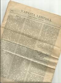 Vapaita Lehtisiä  12.2. 1903 / ensimmäisen sortokauden aikana 1901–1905 ilmestynyt maanalainen helsinkiläinen perustuslaillisten lehti.