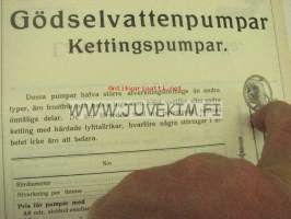 Lantavesipumppuja, ketjupumppuja -Agros Oy myyntiesite