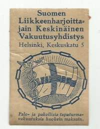 Suomen Liikkeenharjoittajain Keskinäinen Vakutusyhdistys -  tuote-etiketti  kirjeesulkija 6x4 cm