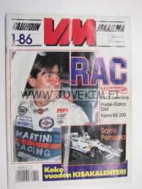 Vauhdin maailma 1986 nr 1 -mm. Formula 1 testit ovat alkaneet, VM-Jamo Street Race -86, Paris-Dakar DAF, F-1veneet -85, Kawasaki KX250, Suzuki Swift, Toyota Celica