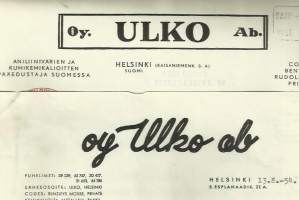 Ulko Oy Helsinki 1940 ja 1954 - firmalomake