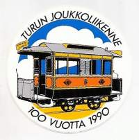Turun joukkoliikenne 100 vuotta 1990  - tarra 9 cm
