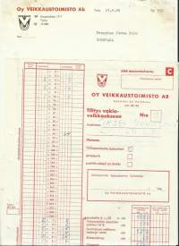 Veikkaustoimisto Oy 1965 - firmalomake 2 eril
