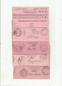 Postiennakko-kortteja 1920- luvulta 4 kpl erä, luovutetun alueen leimoja