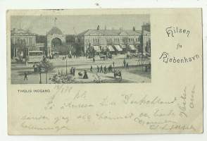 Köbenhavn Tivolis indgang  - paikkakuntapostikortti  kulkenut 1898 merkki pois