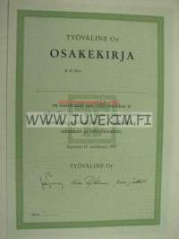 Työväline Oy, Espoo 1987, 100 mk -osakekirja