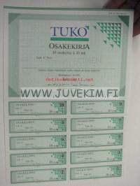 Tuko Oy Oy, Helsinki 1993, 100 mk -osakekirja