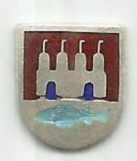 Oulu vaakuna hopea/ emali 12 x10 mm
