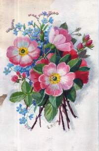 Elena Kojine,   Kukkia   alkuperäismaalaus, 20x13 cm kehystämätön sign E Kojine