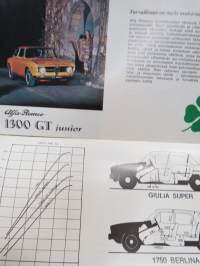 Alfa Romeo 1300 TI, Giulia Super, 1750 Berlina, 1750 GT Veloce, 1300 GT Junior, 1750 Spider -myyntiesite / sales brochure