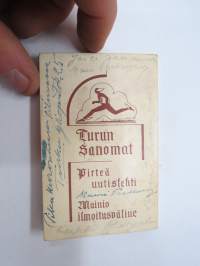 Turun Sanomain onnenkalenteri 1936, kannessa olympiarenkaat, sisäkansissa toimitalokuvat -calendar