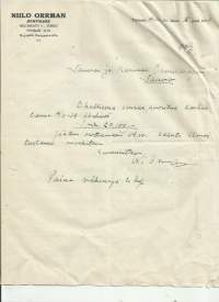 Niilo Orrman Juustoliike Turku 1939  - firmalomake